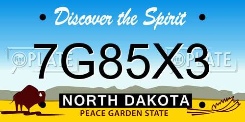 7G85X3 North Dakota License Plate