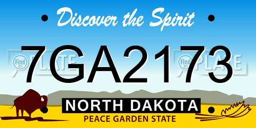 7GA2173 North Dakota License Plate
