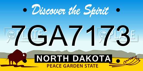 7GA7173 North Dakota License Plate