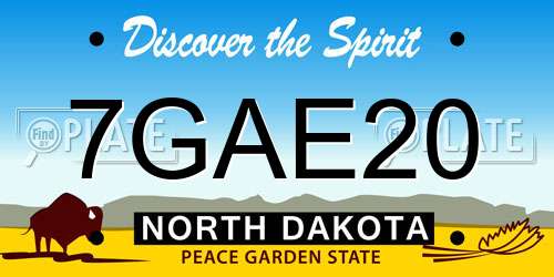 7GAE20 North Dakota License Plate