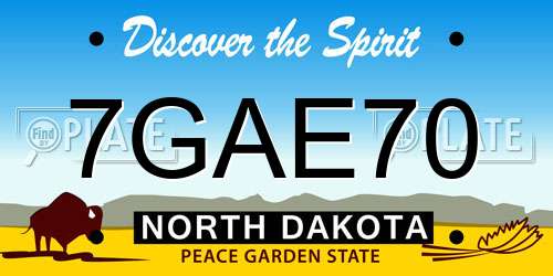 7GAE70 North Dakota License Plate
