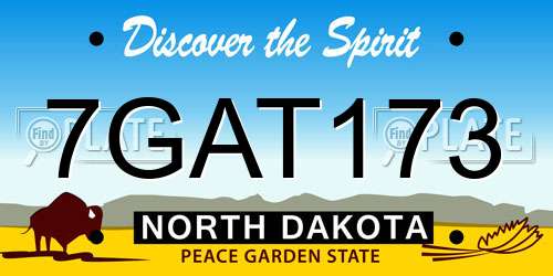 7GAT173 North Dakota License Plate