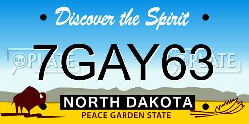 7GAY63 North Dakota License Plate