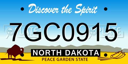 7GC0915 North Dakota License Plate