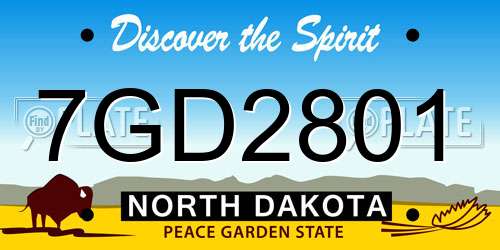 7GD2801 North Dakota License Plate