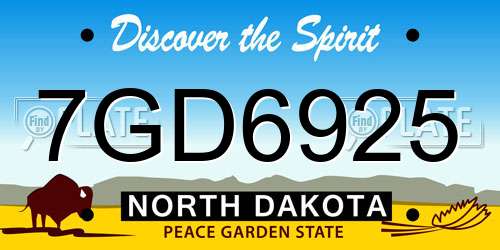 7GD6925 North Dakota License Plate