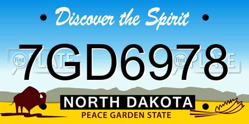 7GD6978 North Dakota License Plate