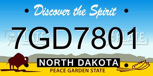 7GD7801 North Dakota License Plate