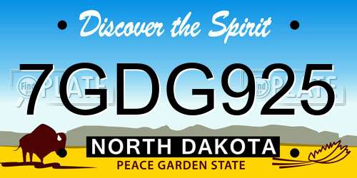 7GDG925 North Dakota License Plate