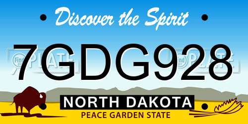 7GDG928 North Dakota License Plate