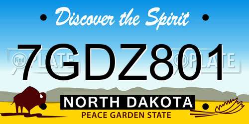 7GDZ801 North Dakota License Plate