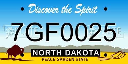 7GF0025 North Dakota License Plate