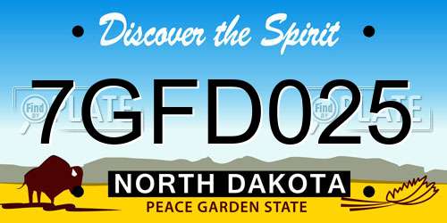 7GFD025 North Dakota License Plate