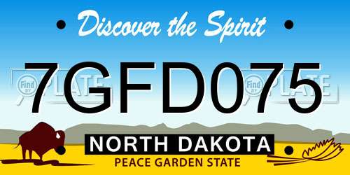 7GFD075 North Dakota License Plate