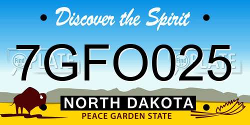 7GFO025 North Dakota License Plate