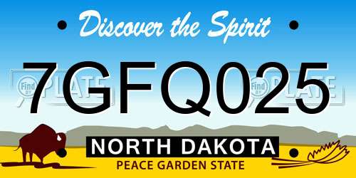 7GFQ025 North Dakota License Plate