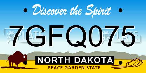 7GFQ075 North Dakota License Plate