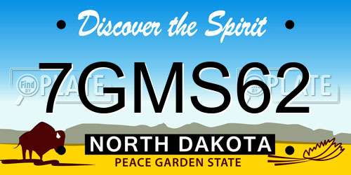 7GMS62 North Dakota License Plate