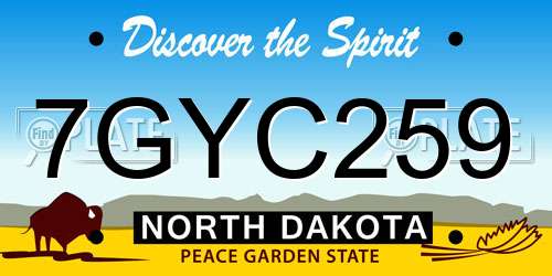 7GYC259 North Dakota License Plate
