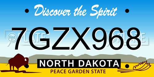 7GZX968 North Dakota License Plate