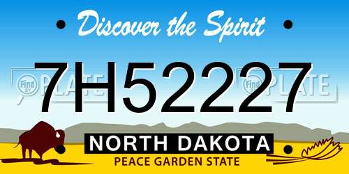 7H52227 North Dakota License Plate