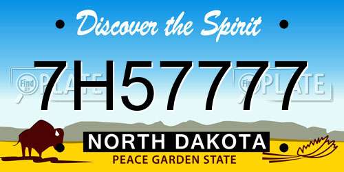 7H57777 North Dakota License Plate