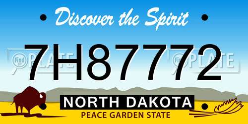 7H87772 North Dakota License Plate