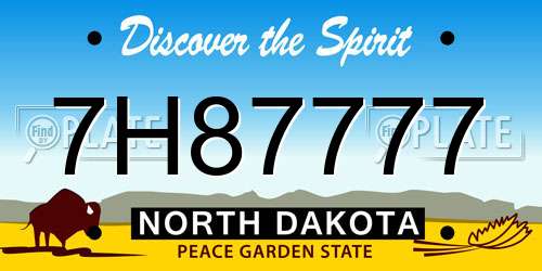 7H87777 North Dakota License Plate