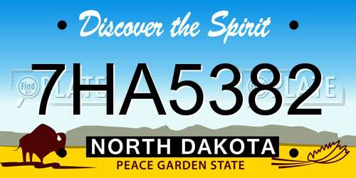 7HA5382 North Dakota License Plate