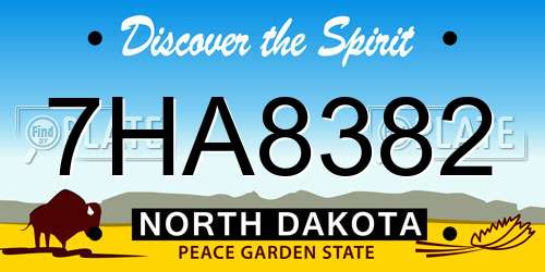 7HA8382 North Dakota License Plate