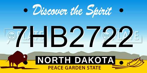 7HB2722 North Dakota License Plate