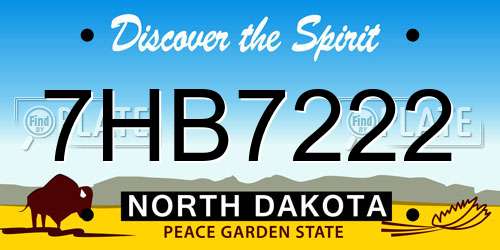 7HB7222 North Dakota License Plate