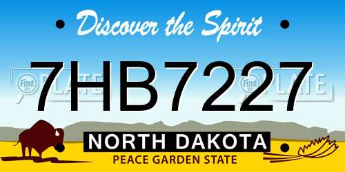 7HB7227 North Dakota License Plate