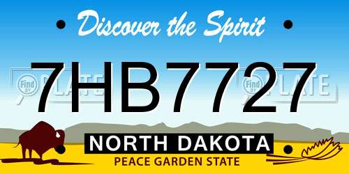 7HB7727 North Dakota License Plate