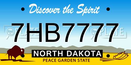 7HB7777 North Dakota License Plate