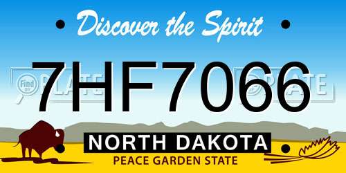 7HF7066 North Dakota License Plate