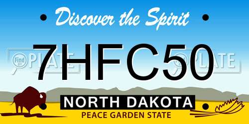 7HFC50 North Dakota License Plate