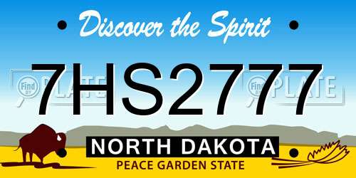 7HS2777 North Dakota License Plate