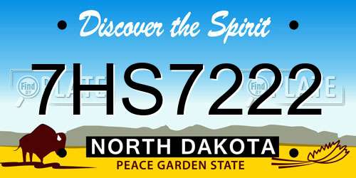 7HS7222 North Dakota License Plate