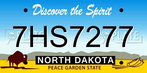 7HS7277 North Dakota License Plate