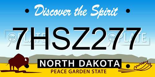 7HSZ277 North Dakota License Plate