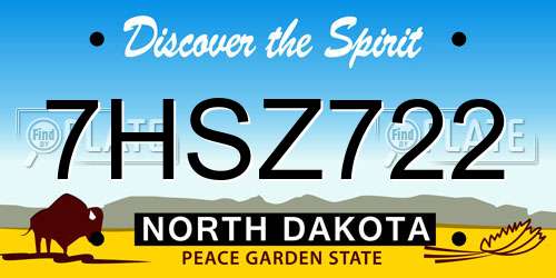 7HSZ722 North Dakota License Plate