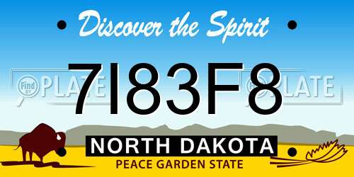 7I83F8 North Dakota License Plate