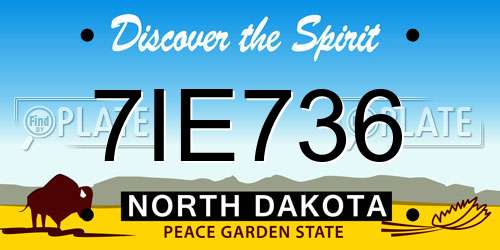 7IE736 North Dakota License Plate