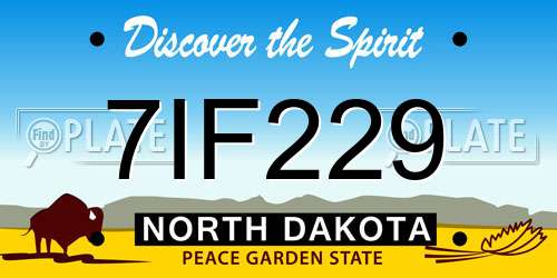 7IF229 North Dakota License Plate
