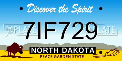 7IF729 North Dakota License Plate