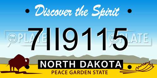 7II9115 North Dakota License Plate
