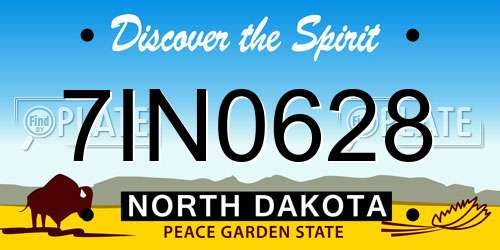 7IN0628 North Dakota License Plate