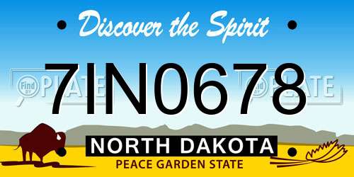 7IN0678 North Dakota License Plate