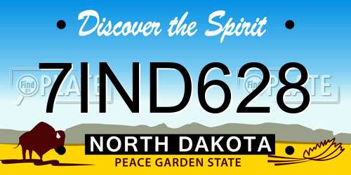 7IND628 North Dakota License Plate